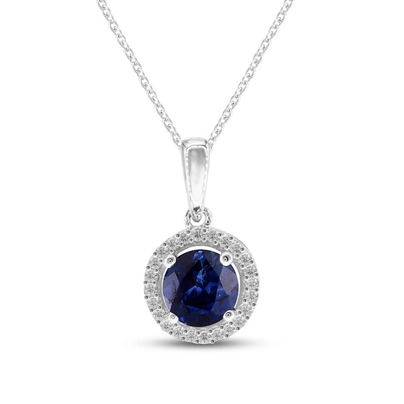 Kay Jewelers Sapphire Pendant Necklace w/ Original Bag, Box, and Inspection Info - Picture 9 of 10